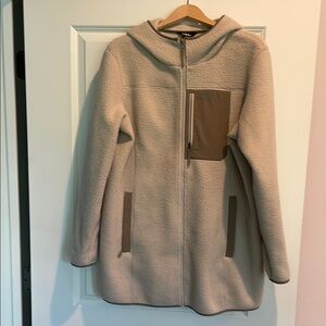 Eddie Bauer Cream Teddy Jacket with Tan Accents